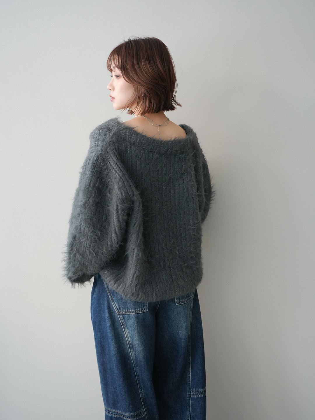 [SET]シャギーオーバーニットカーディガン+選べるアクセセット(2set)