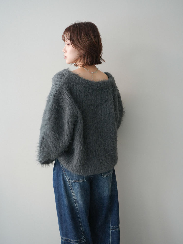 [SET]シャギーオーバーニットカーディガン+選べるアクセセット(2set)