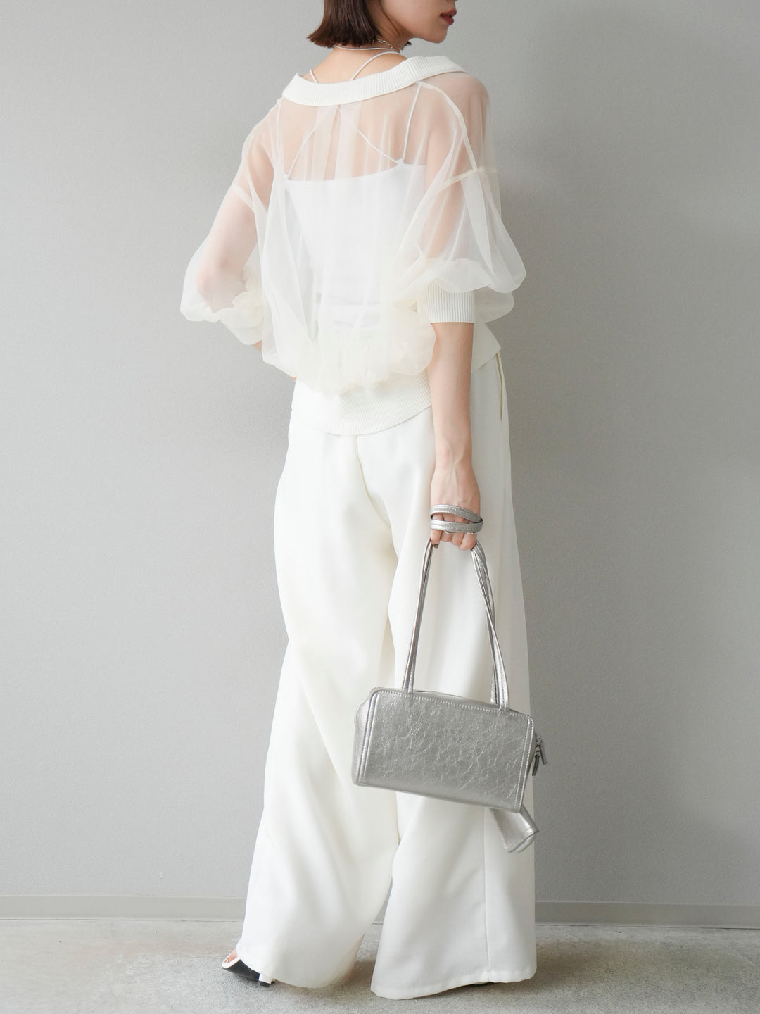 [予約]リネンライクイージーワイドパンツ/アイボリー