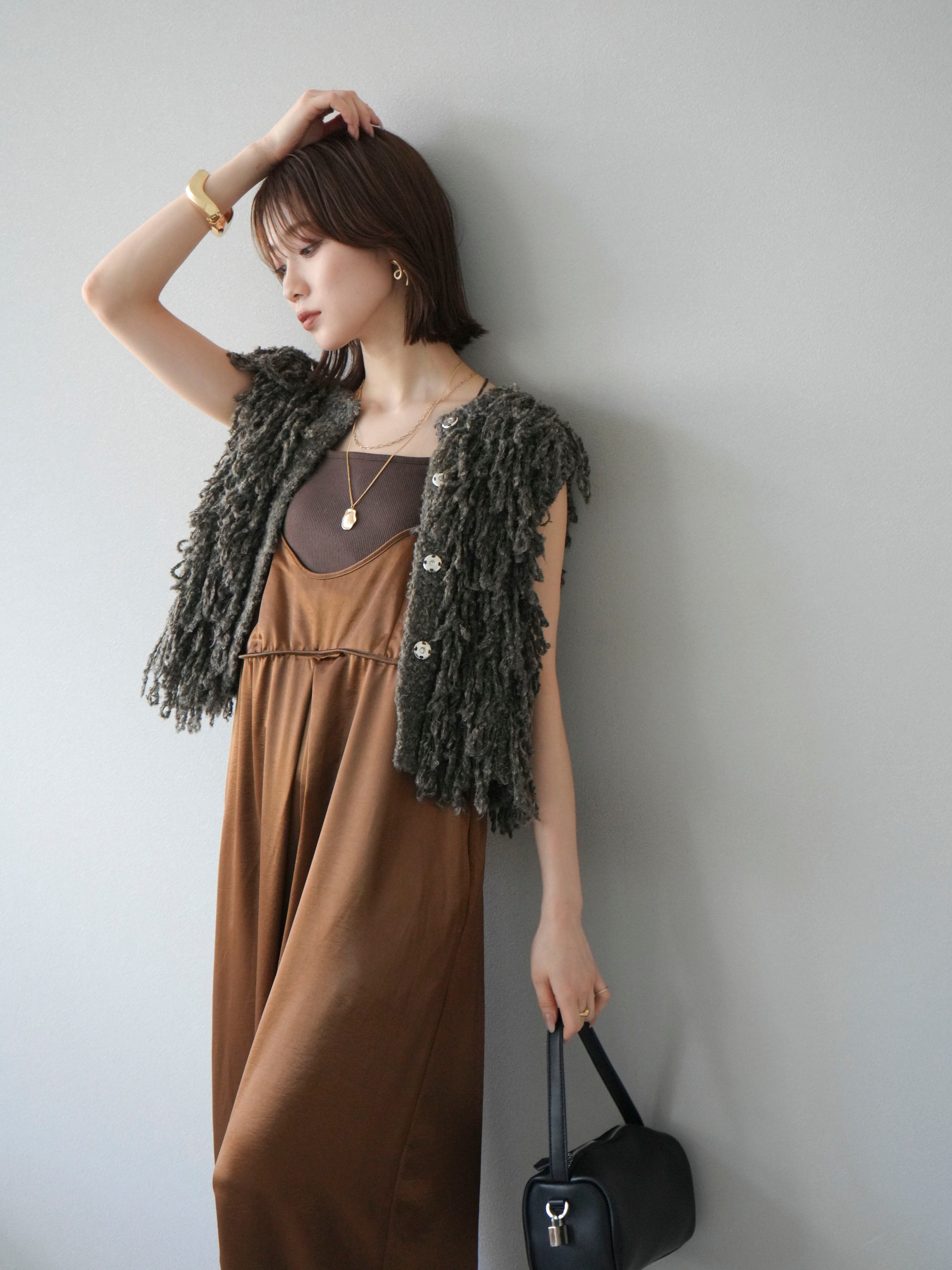 予約]サテンビスチェオールインワン/ブラウン – Lumier