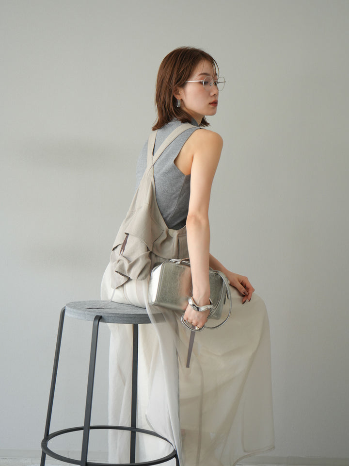 [SET] 戰術背心歐根紗洋裝 + 麻質寬鬆寬褲 (2 件套)