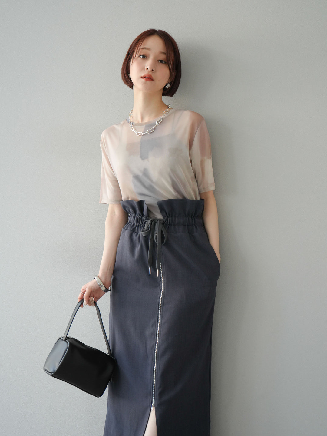 [套裝] 水彩藝術透視T卹 + Heather Ester 褶皺拉鍊裙 (2套)