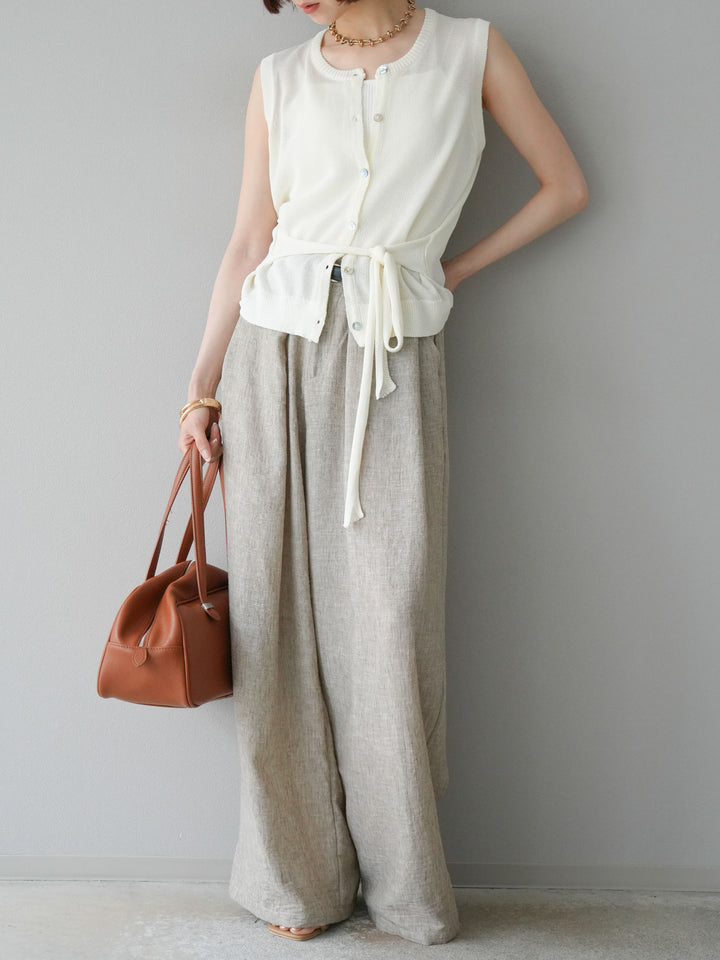 [予約]ウエストベルトニットベスト/アイボリー