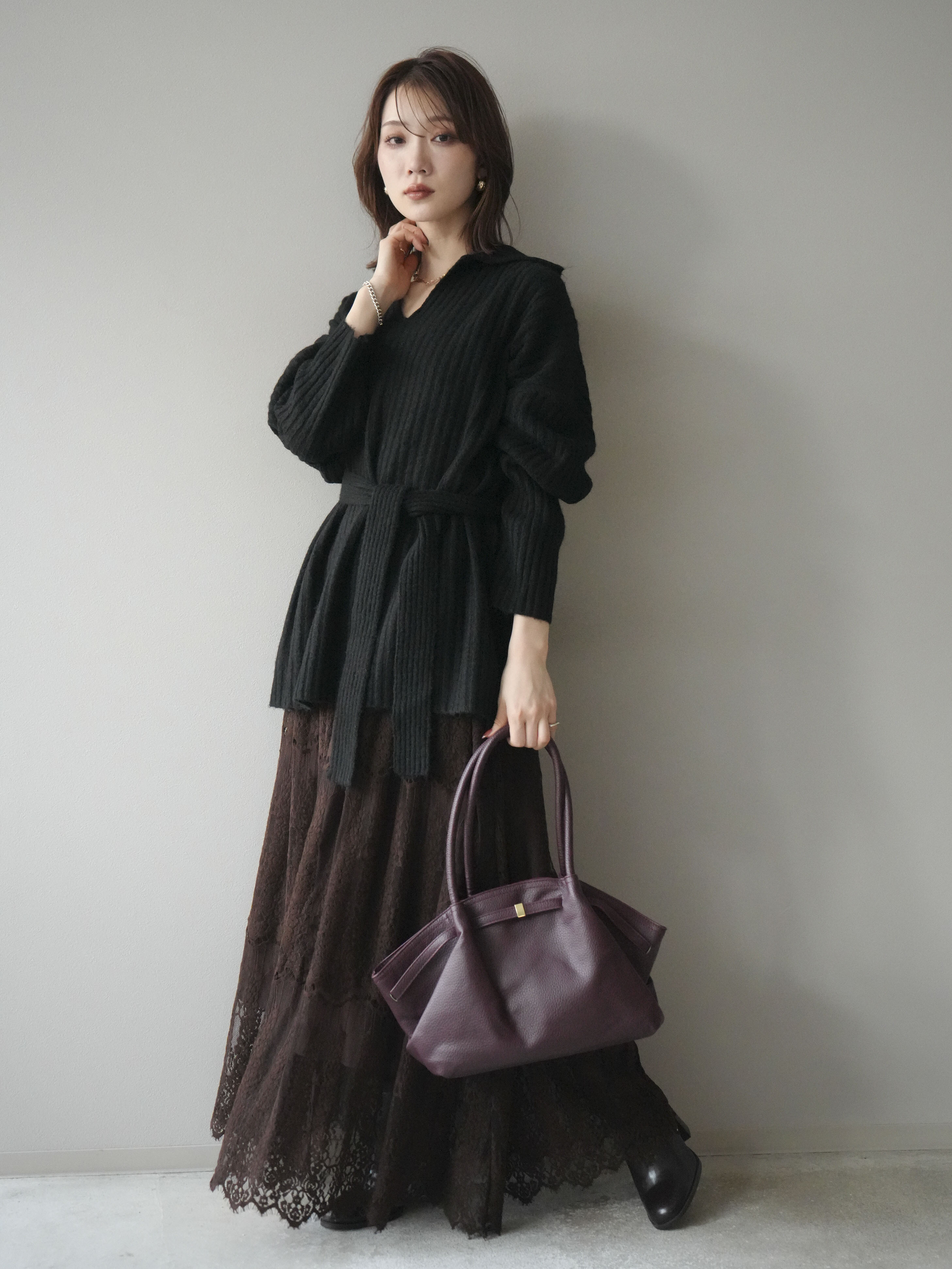 予約]ワイドリブポロニットプルオーバー/black – Lumier