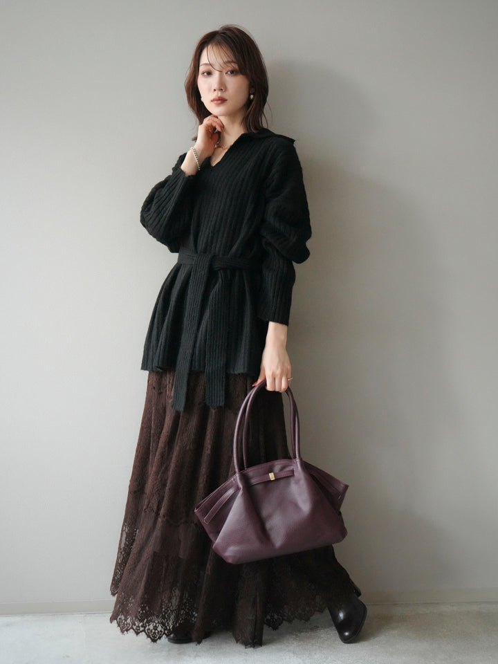 [予約]ワイドリブポロニットプルオーバー/black