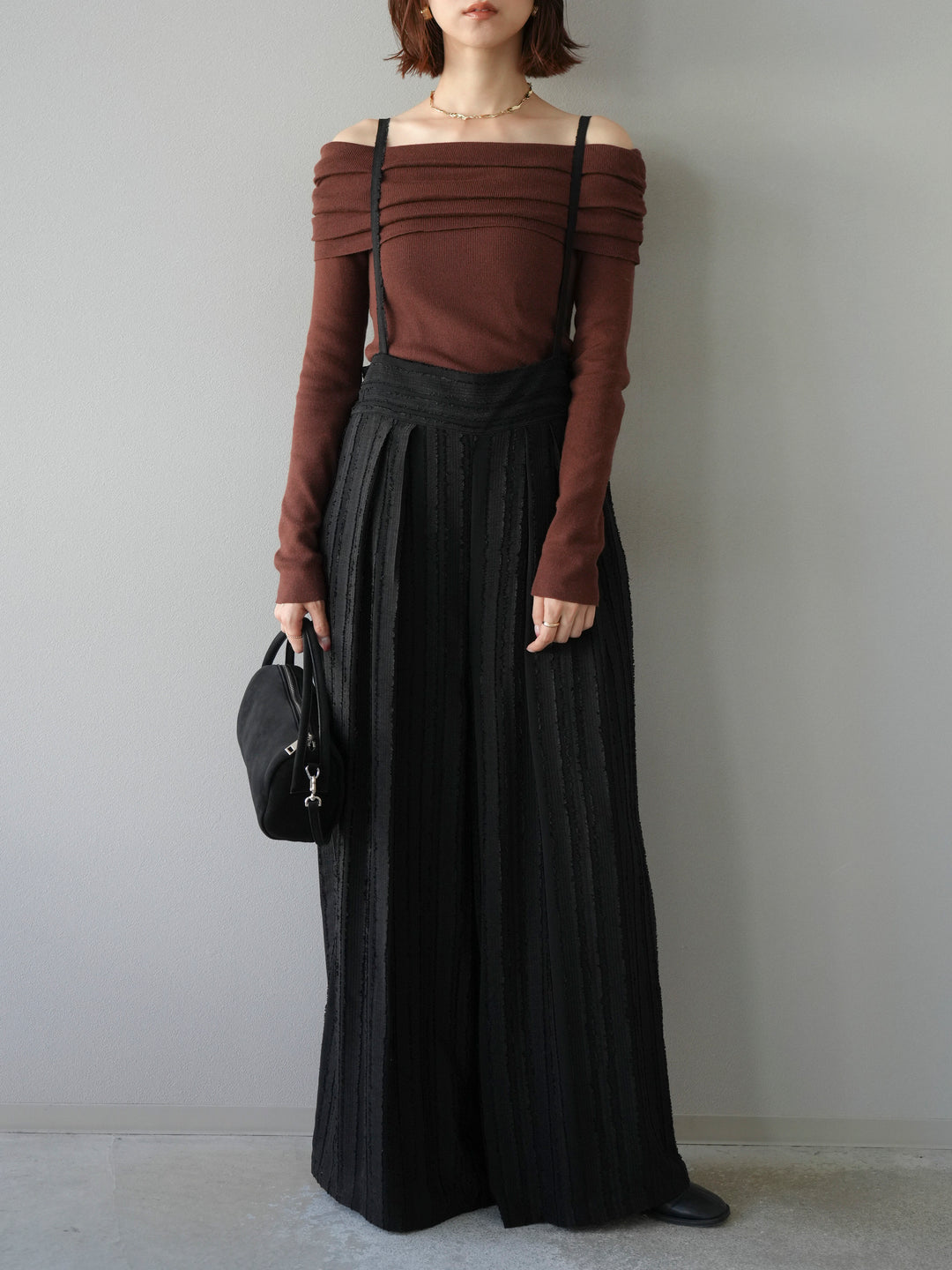 [予約]オフショルニットプルオーバー/ブラウン