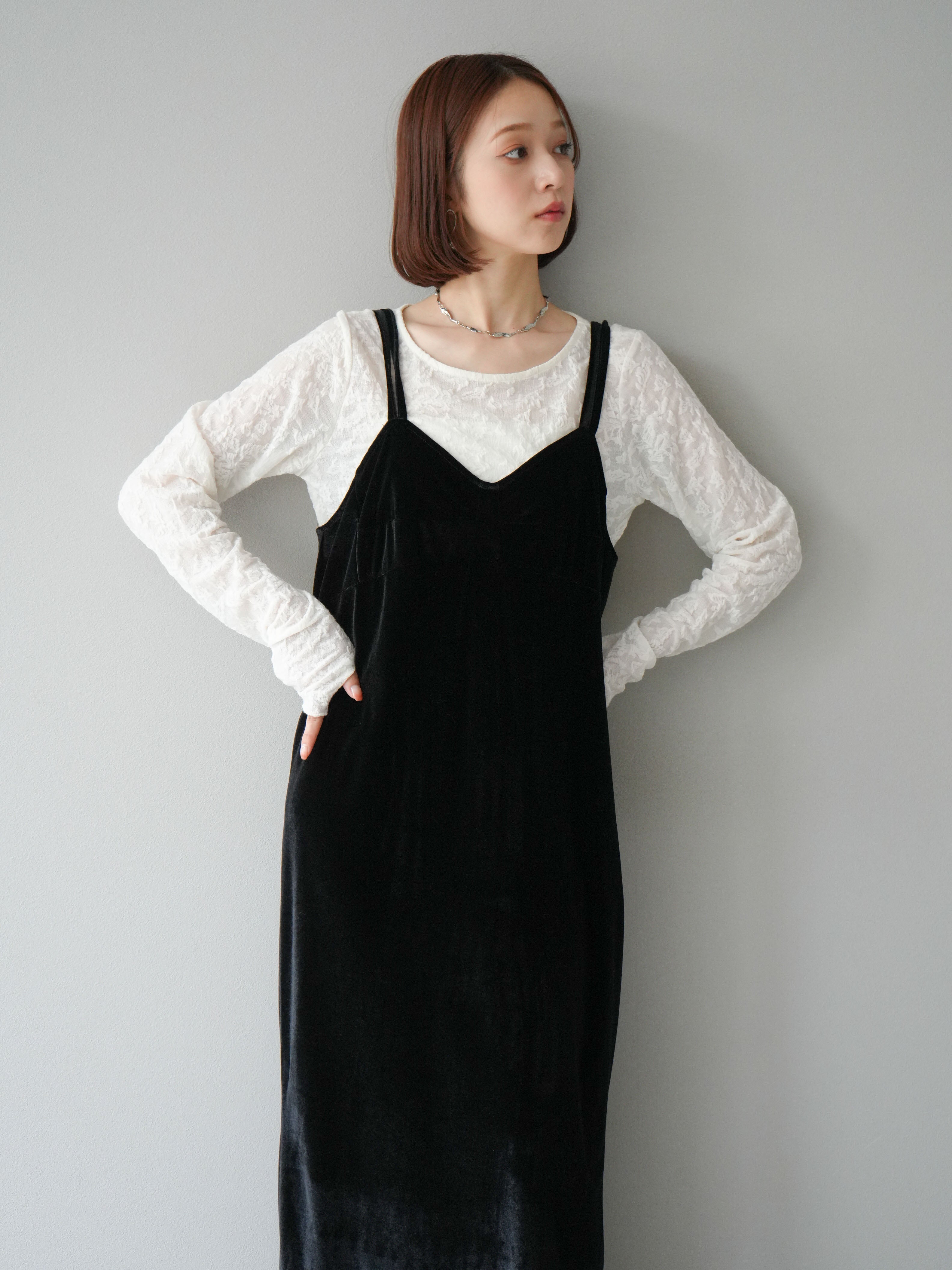 【美品】PHOTOCOPIEU キャミワンピース　ブラック 3colors/バックリボンティアードキャミワンピース ポケット付き