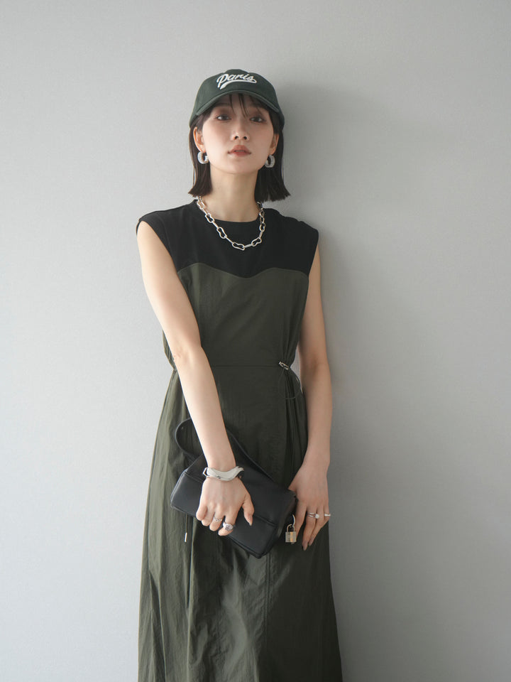 [SET] 剪裁對接尼龍洋裝 + 可選飾品套裝 (2 套)