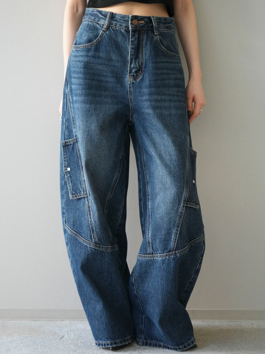 [予約]カーゴデザインコクーンデニムパンツ/navy