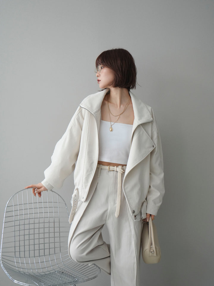 [予約]コーデュロイライダース裾レースブルゾン/offwhite