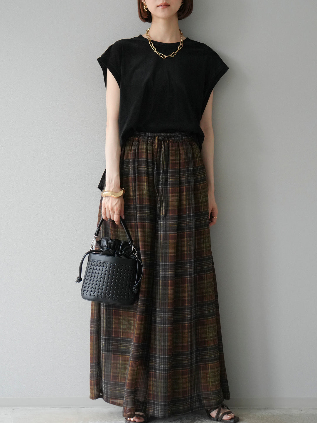 [予約]シアーフロッキーベロアルーズノースリーブTシャツ/ブラック