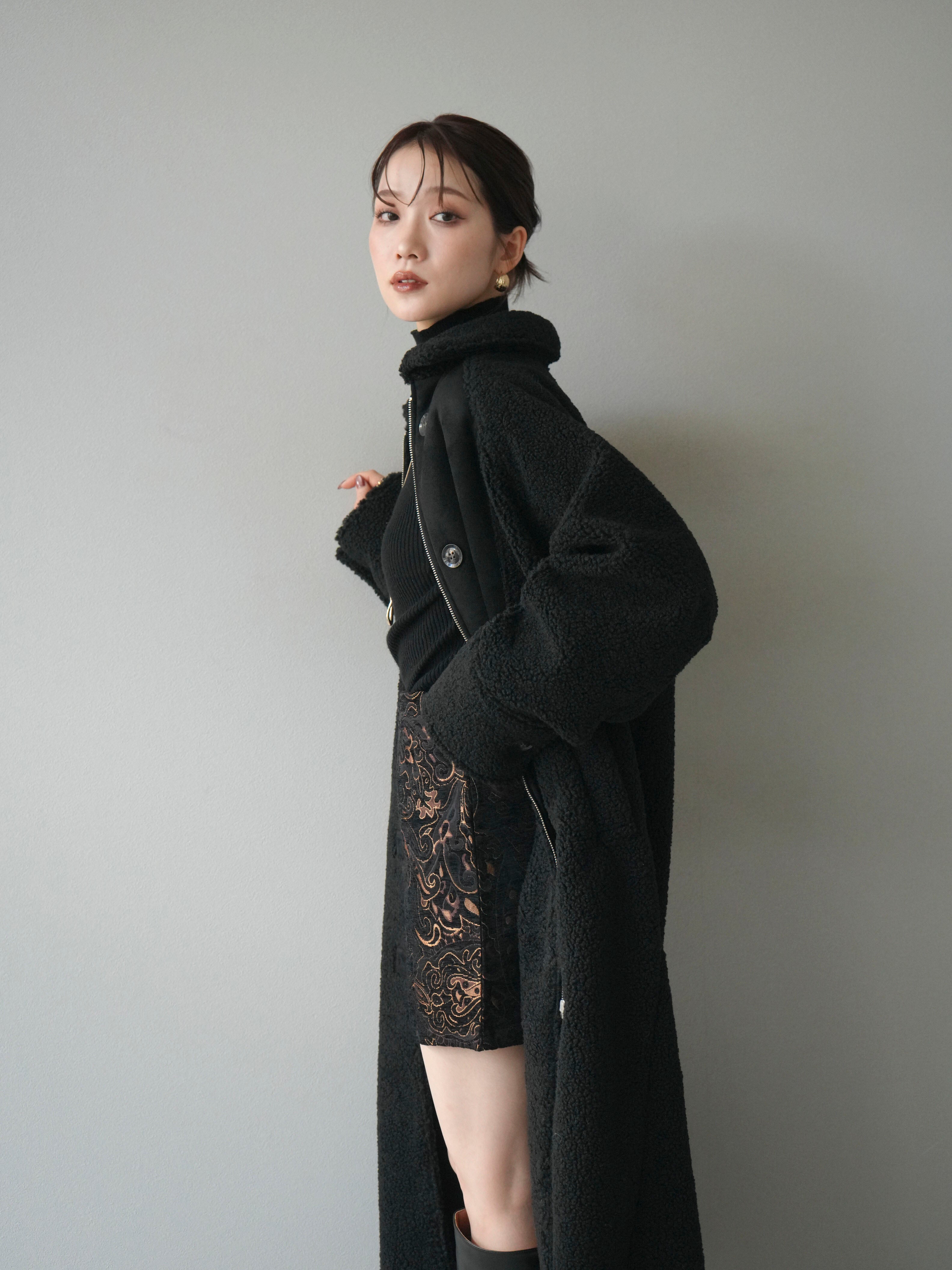 予約]ボアxムートンロングコート/black – Lumier