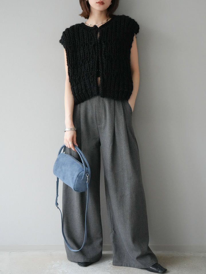 [予約]ハンドニットローピングベスト/ブラック