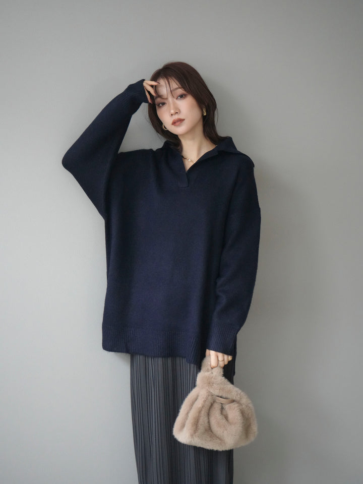 [予約]スキッパーオーバーニットプルオーバー/navy