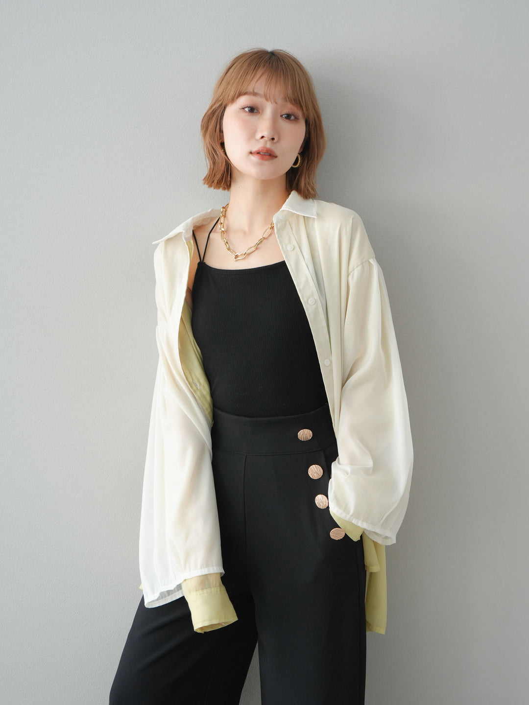 [予約]シアーレイヤードシャツ/オフ