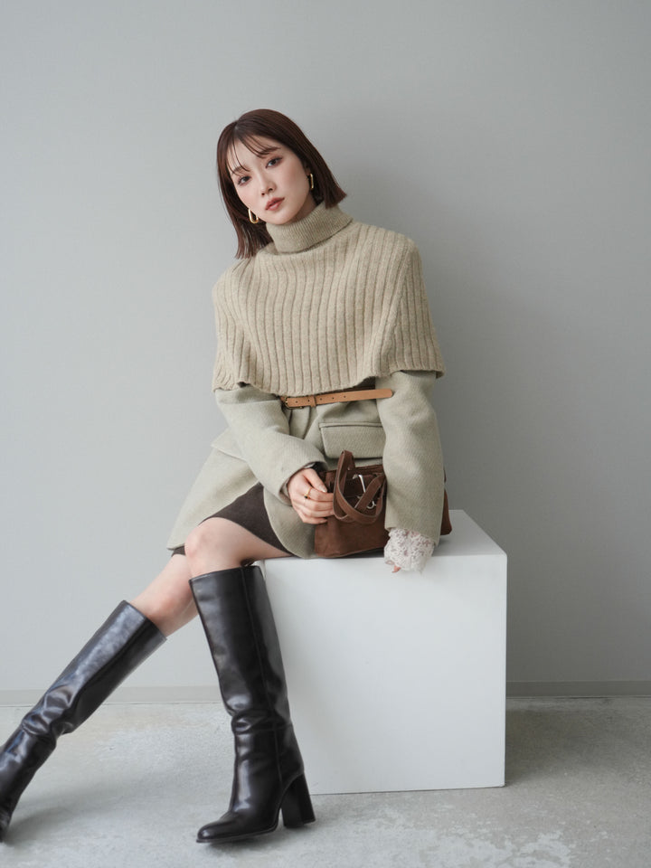 [20%オフ]ケープ付ノーカラージャケット/ivory