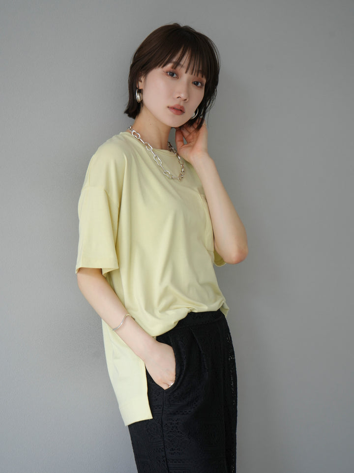 [Pre-order] UV-cut &amp; dry-resistant pocket T-shirt/yellow