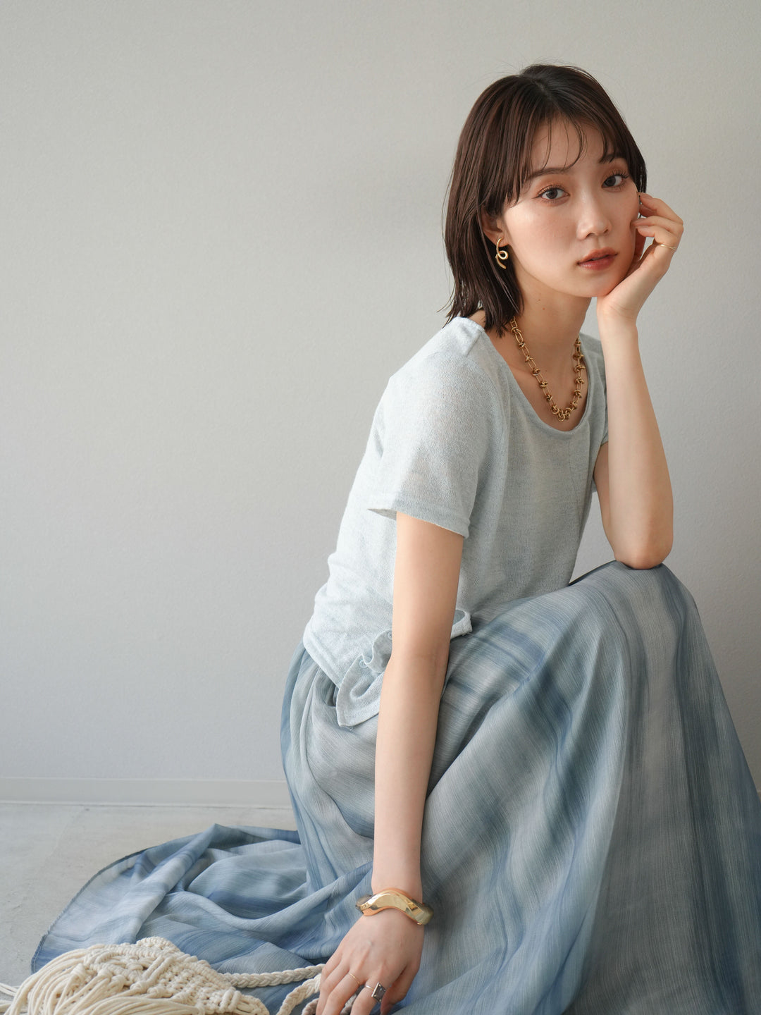 [預購] Cache-Coeur 薄紗針織套頭衫/藍色