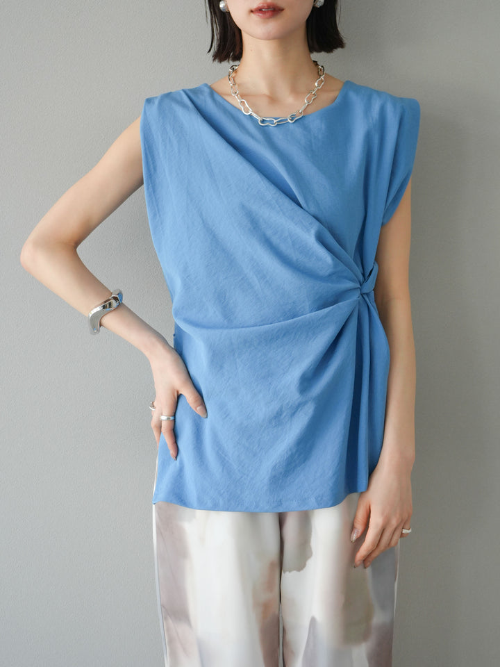 [予約]サイドツイストフレンチトップス/ブルー