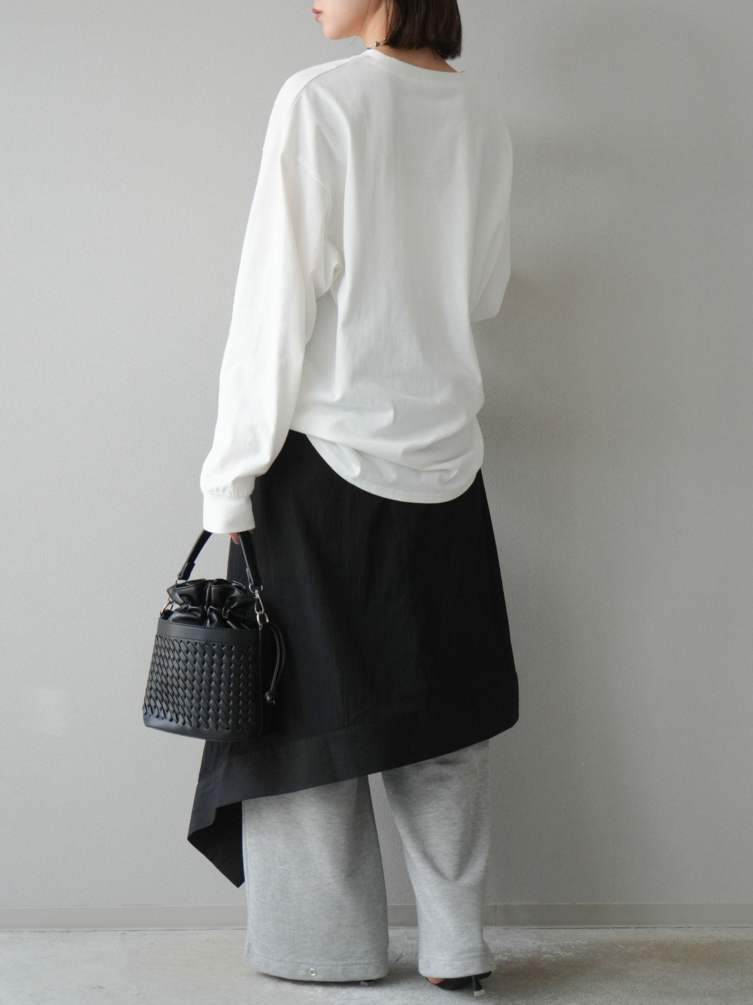 [予約]アシンメトリーレイヤードスカート/ブラック