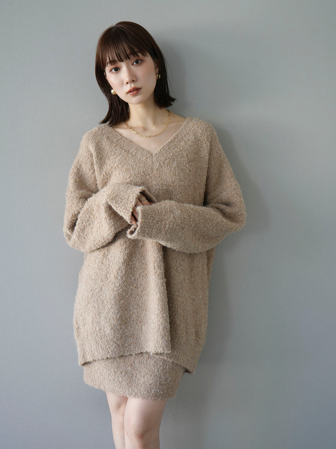 [SET] 橢圓針織衫 & 迷你裙 SET UP