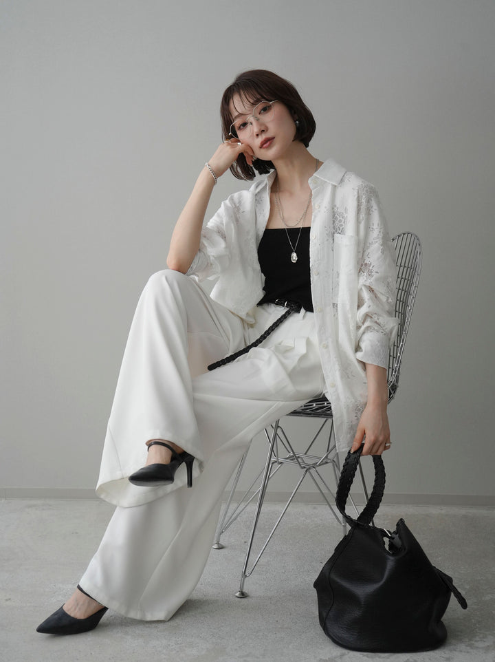 [SET]ジャガードレースオーバーシャツ+選べるアクセセット(2set)