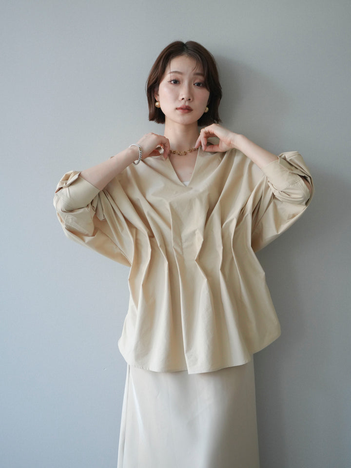 [予約]ウエストギャザースキッパーシャツ/beige