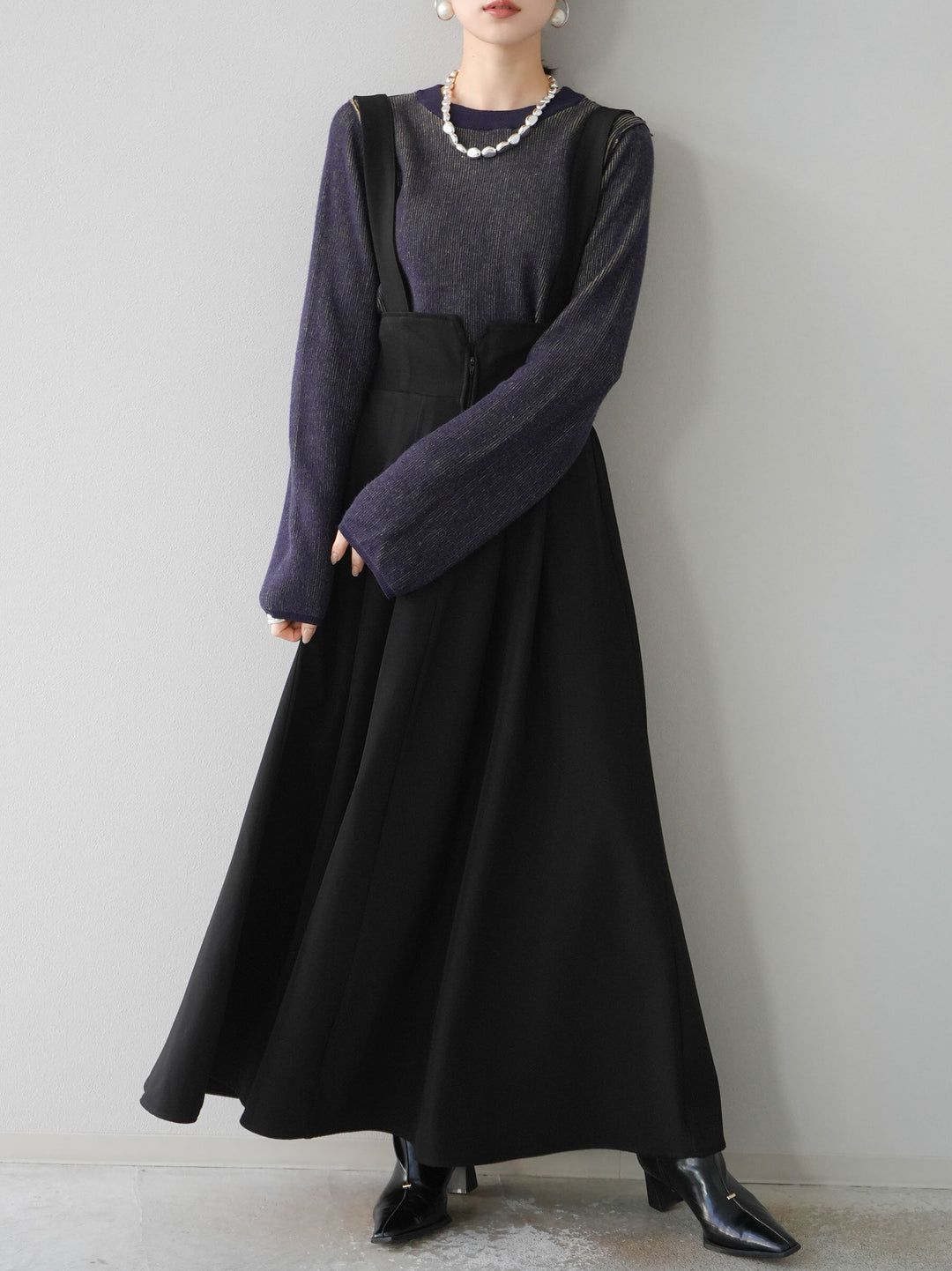 [套裝] 雙面配色羅紋針織套頭衫 + 可選飾品套裝（2 套）