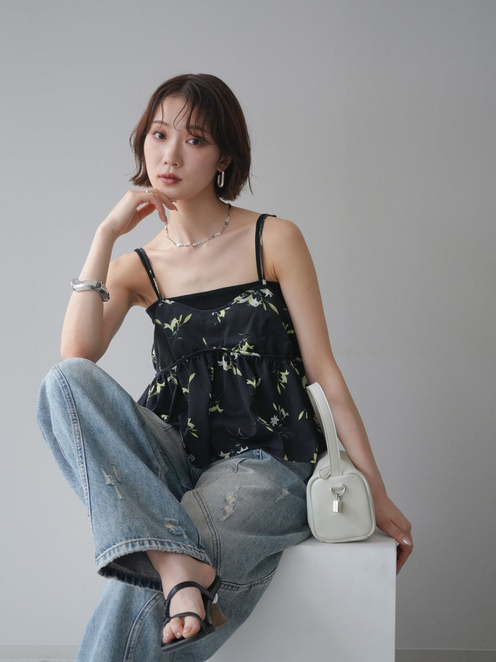 [SET]フラワープリントキャミソール+フラワープリントキャミソール(2set)