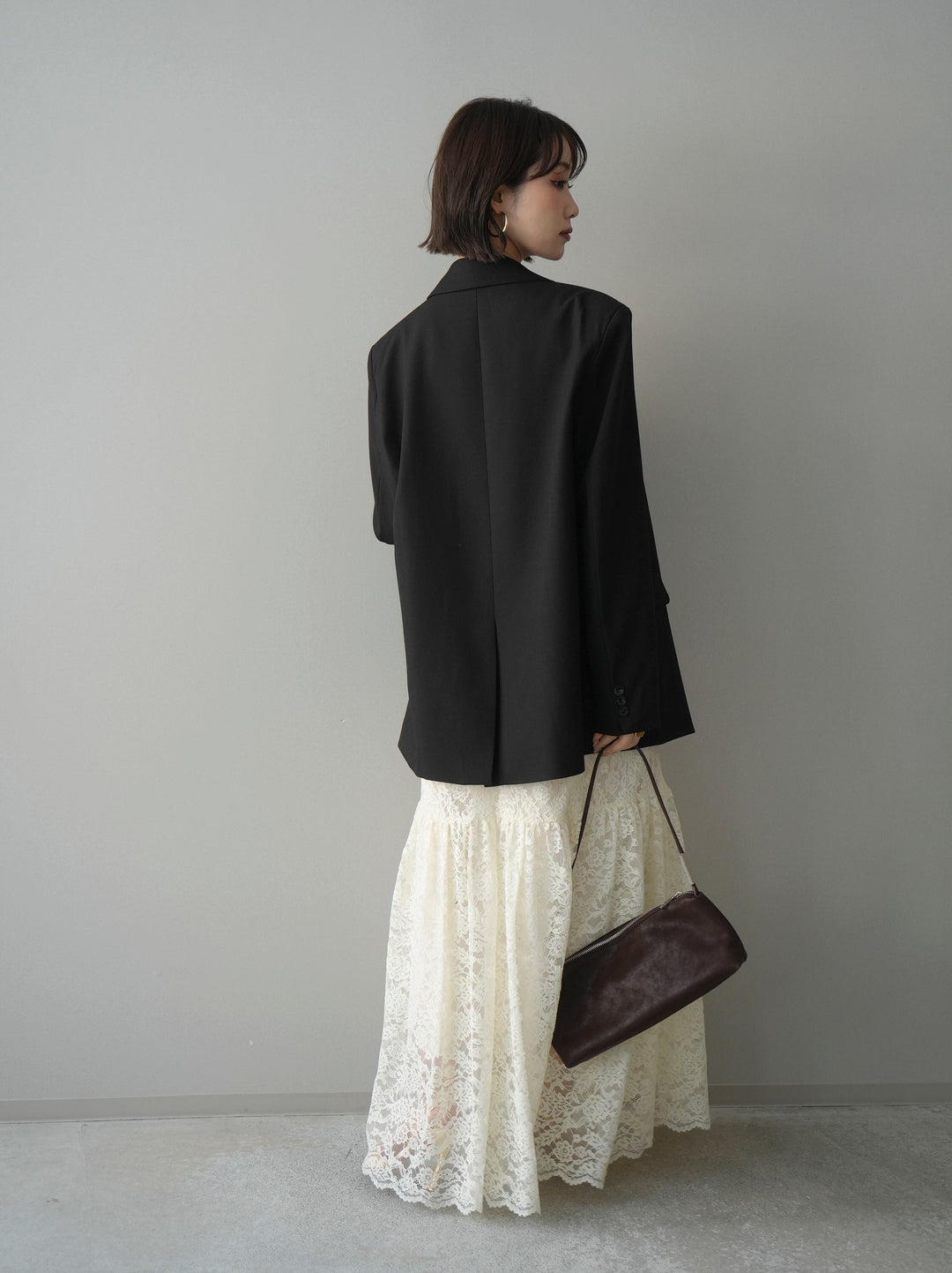 [SET]ギャザー切替レースキャミワンピース+ダブルブレストオーバージャケット(2set)