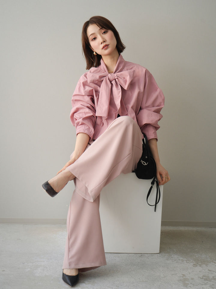 [SET]ボウタイ裾プリーツライトジャケット+選べるアクセセット(2set)