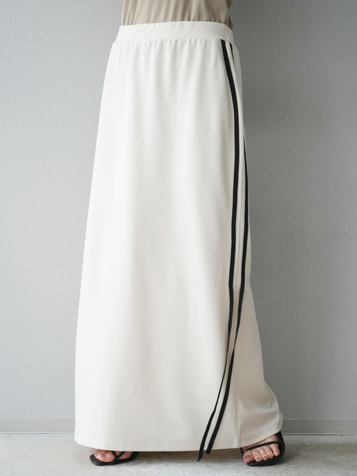 [予約]サイドラインジャージナロースカート/アイボリー