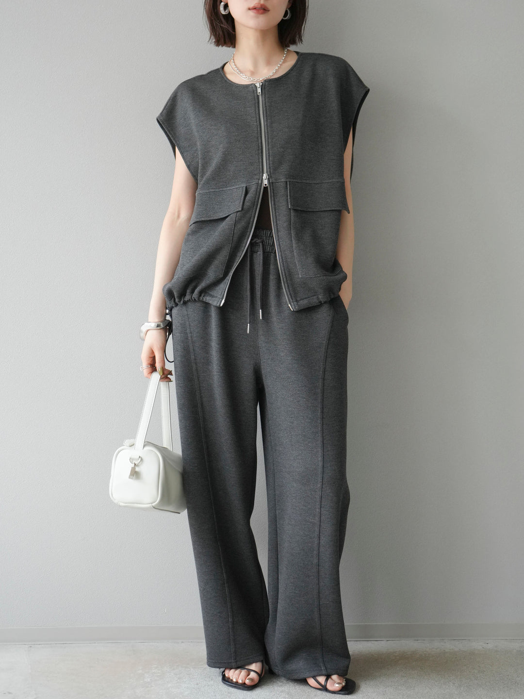 [予約]ライトポンチZIPブルゾン/チャコール