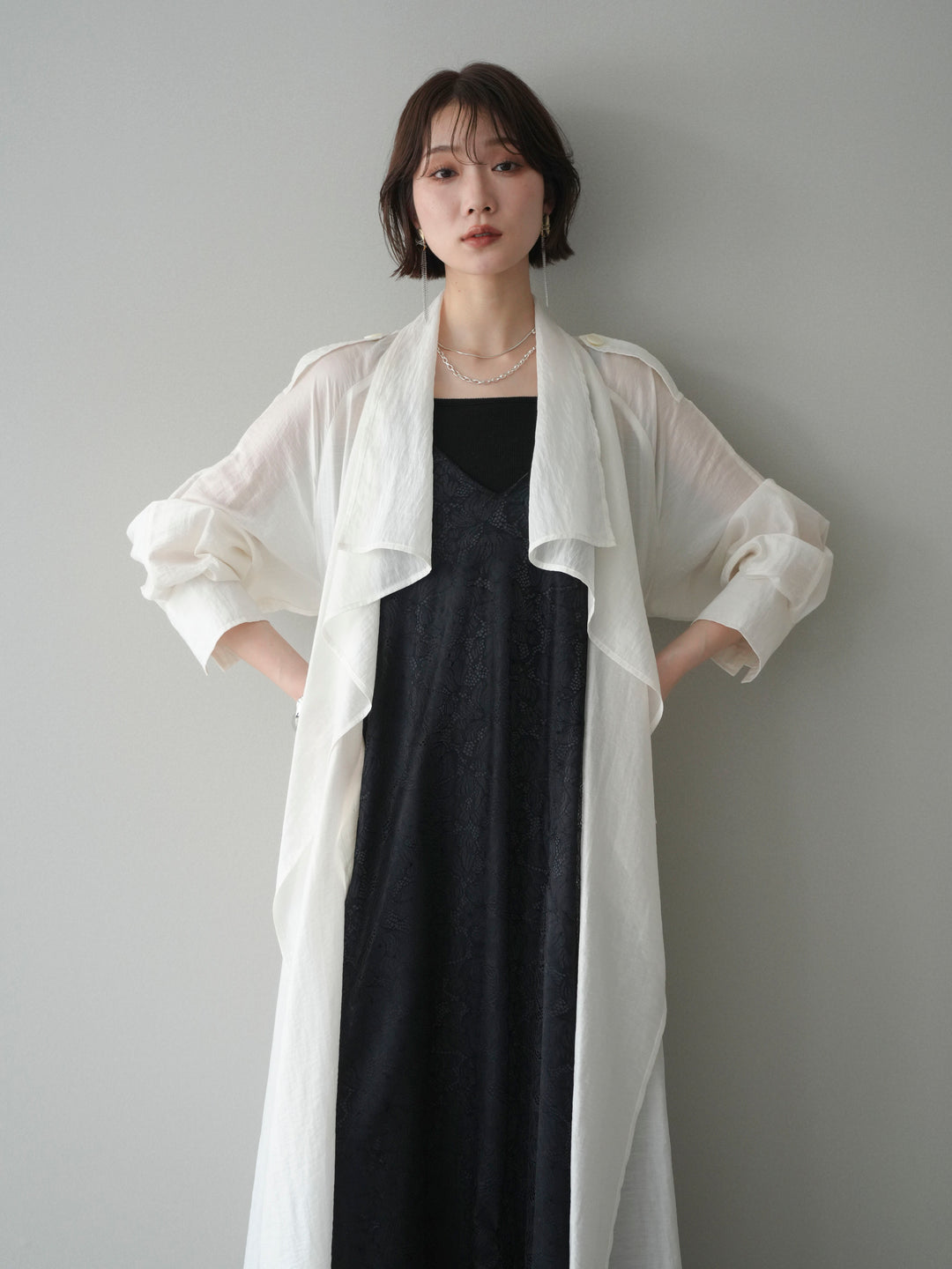 [予約]シアートレンチロングコート/ivory