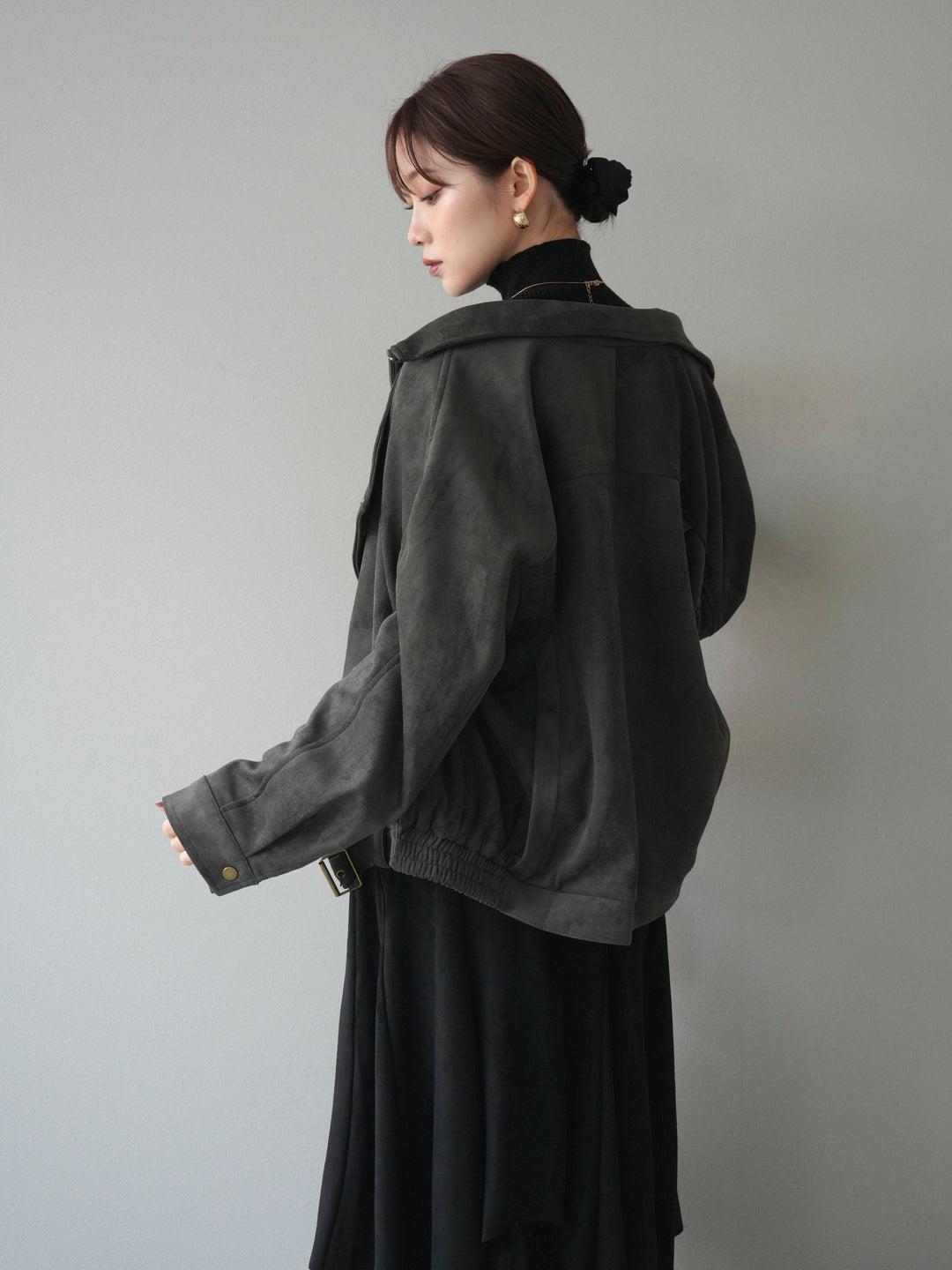 [予約]スエードライダースミドルジャケット/black