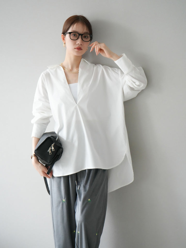 [予約]ブロードディープスキッパーブラウス/ホワイト