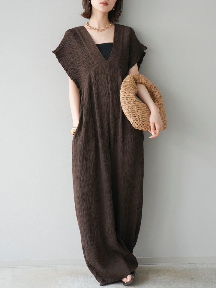 [SET]楊柳シャーリングサロペット+楊柳シャーリングサロペット(2set)