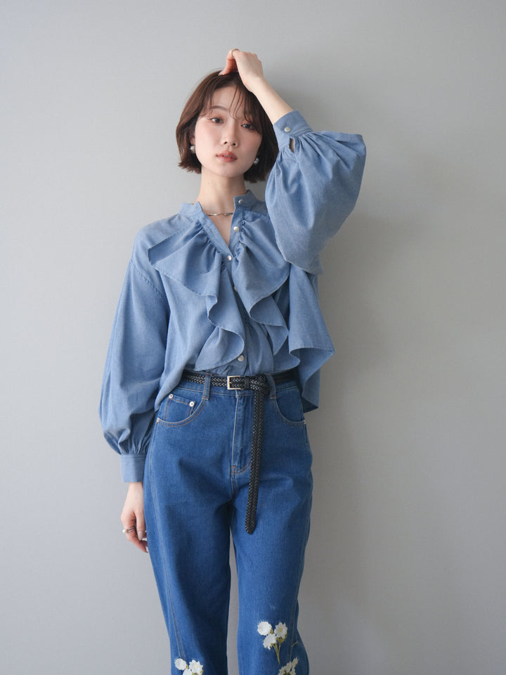 [SET]ラッフルフレアショートブラウス+ラッフルフレアショートブラウス(2set)