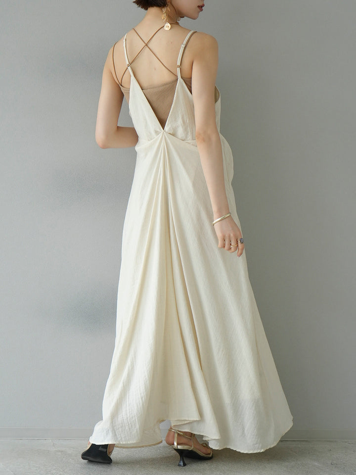 [Pre-order] Linen-touch cache-coeur camisole dress/ivory