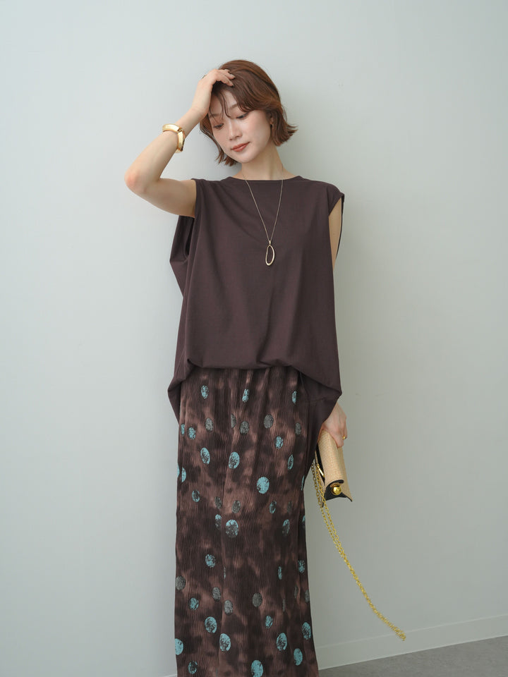 [予約]オーバーサイズノースリカットソー/brown