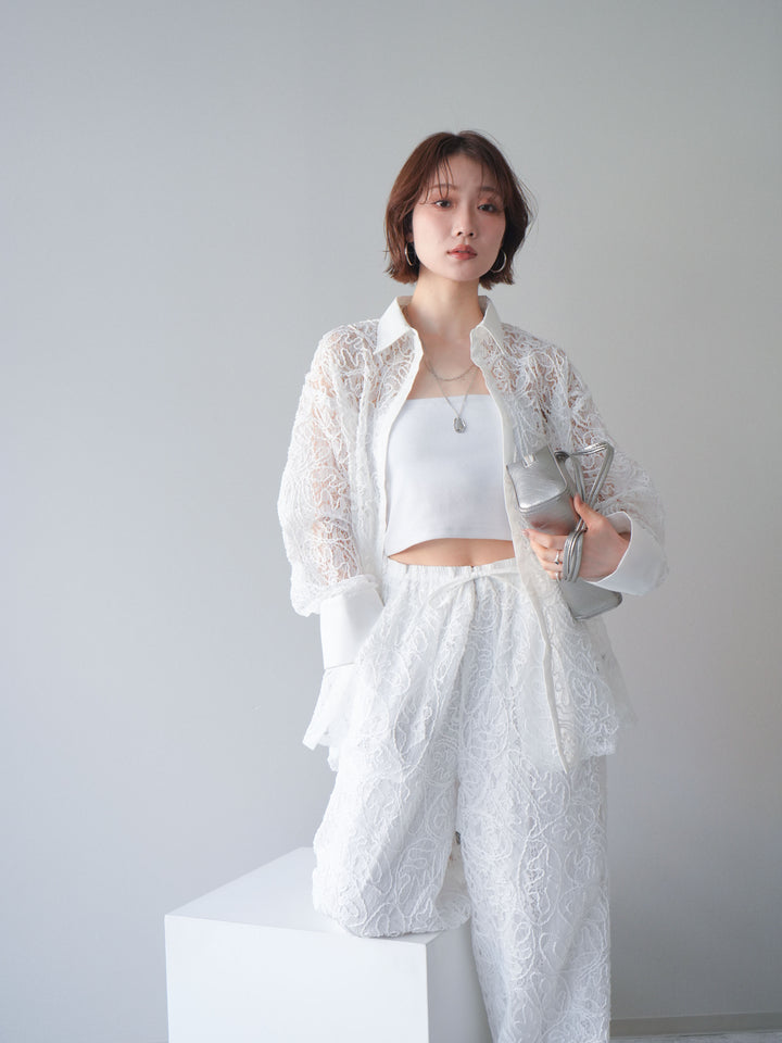 [予約]シアーコードレースオーバーシャツ/off