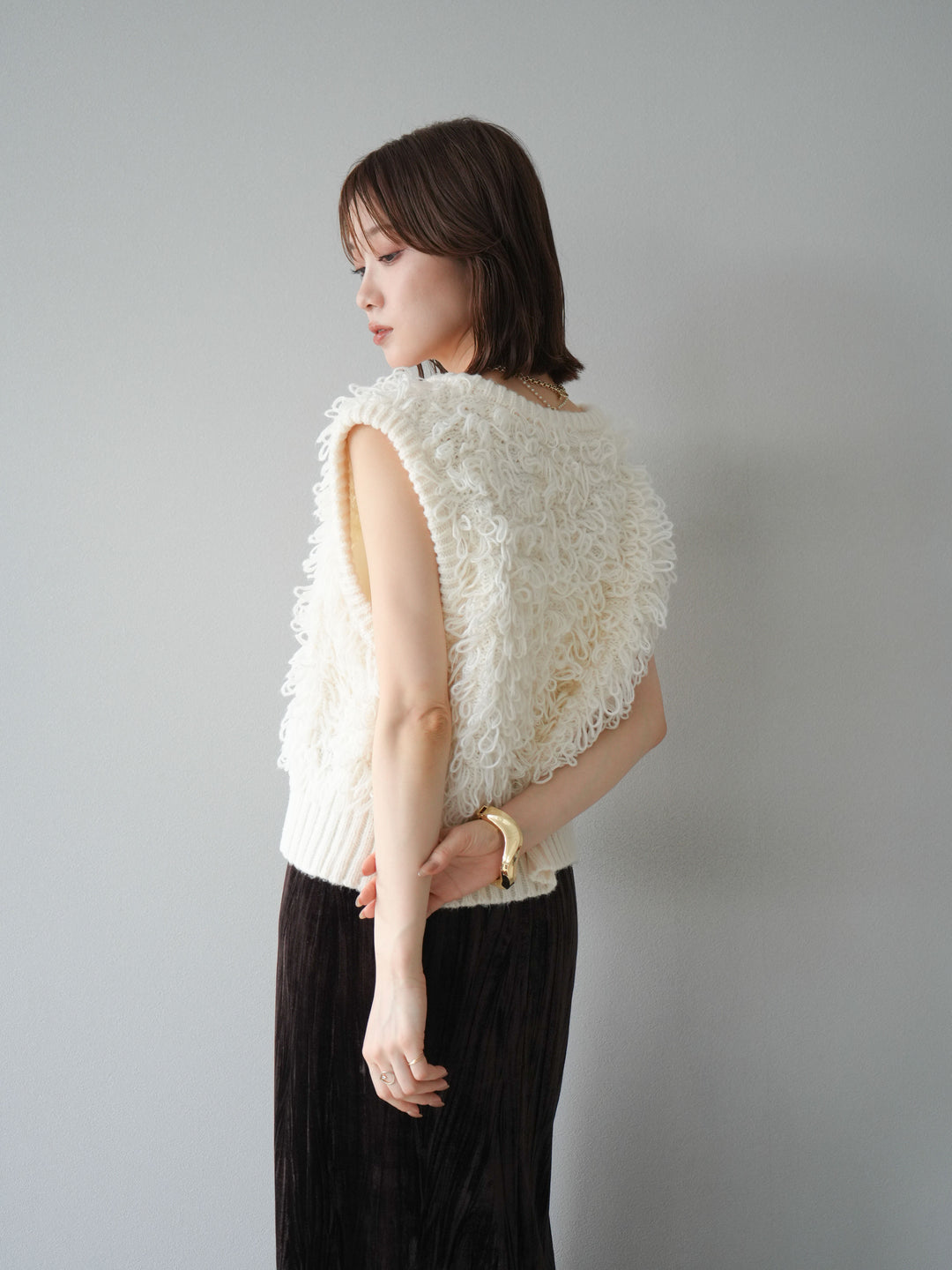 [予約]ループデザインホックベスト /アイボリー