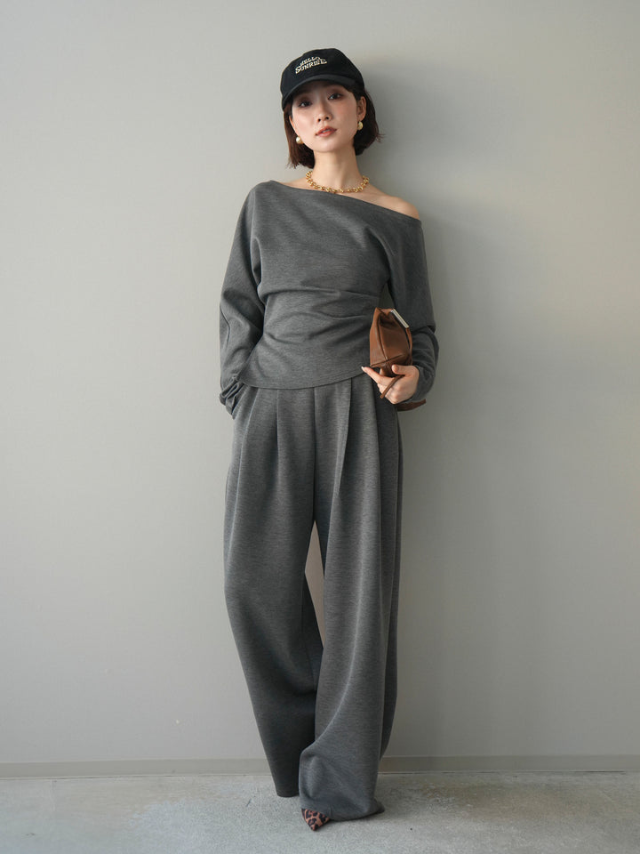 [SET]ライトポンチワンショルタックトップス＆パンツSETUP