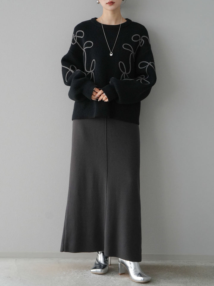 [預訂] 方領針織洋裝/炭灰