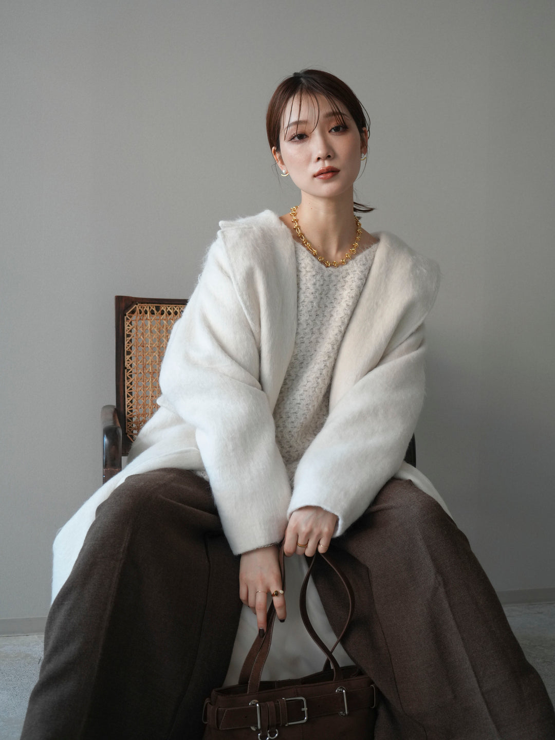 [予約]ソフトシャギーチェスターコート/ivory