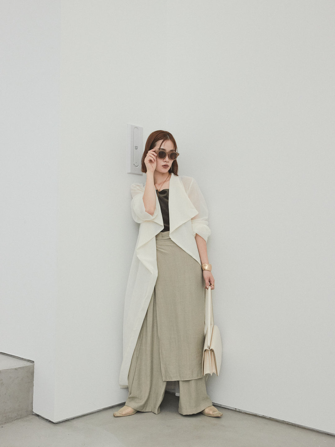 [予約]シアーロングジャケット/アイボリー