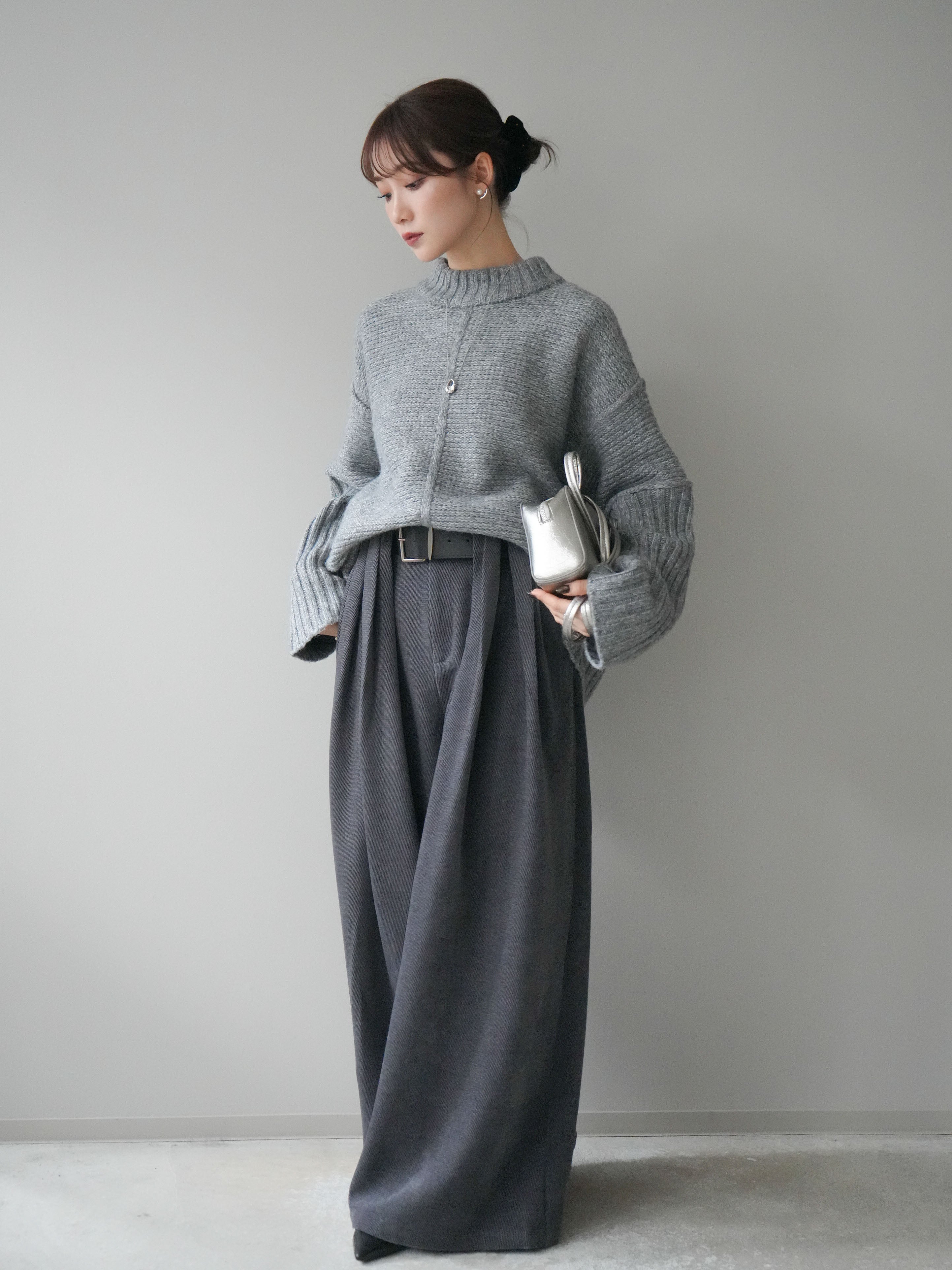 予約]ベルトデザインループコールテンワイドパンツ(ベルト付き