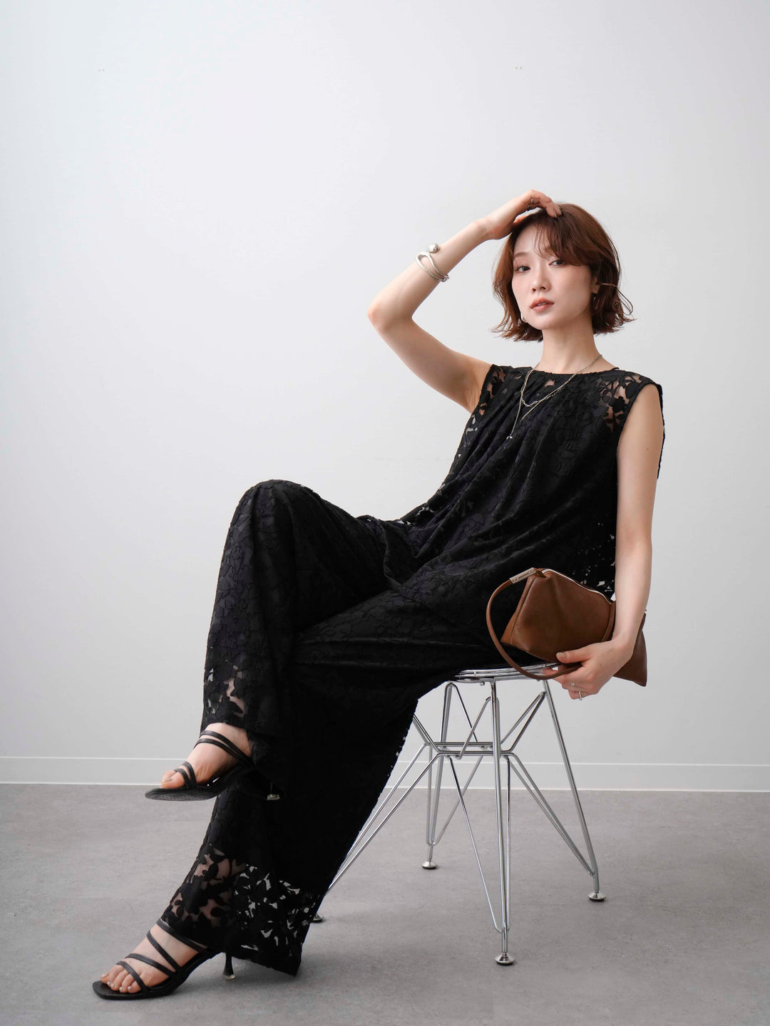 [予約]シアージャガードバックツイストノースリブラウス/black