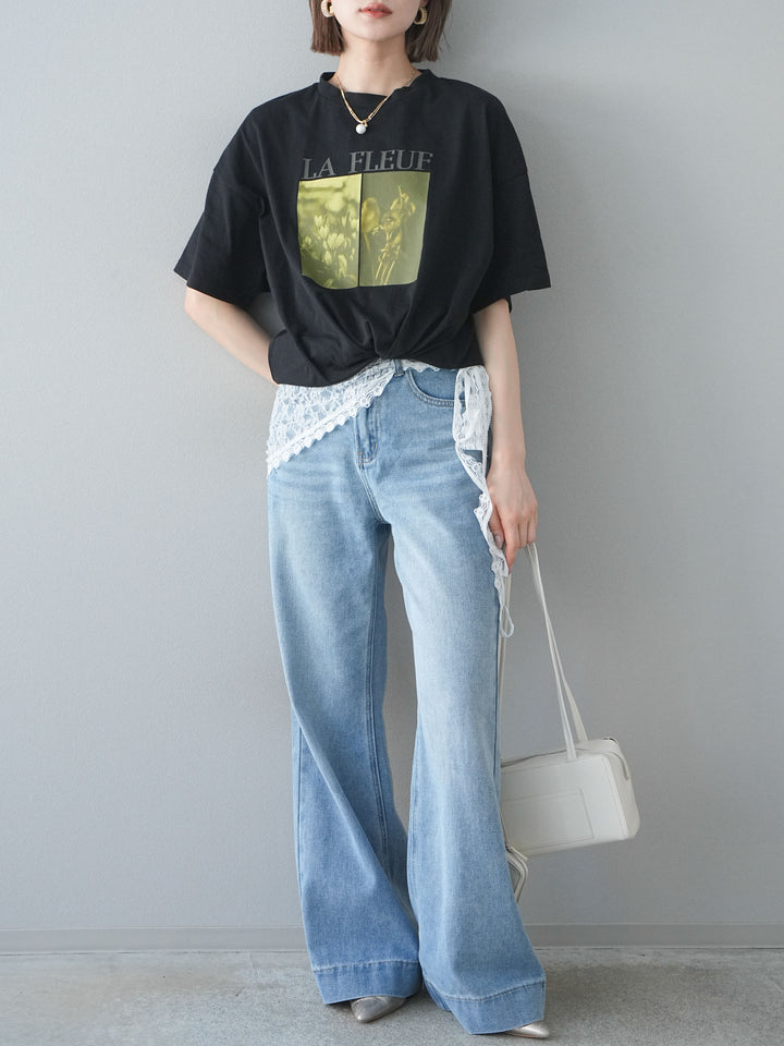 [予約]カラープリントビッグTシャツ/ブラック2