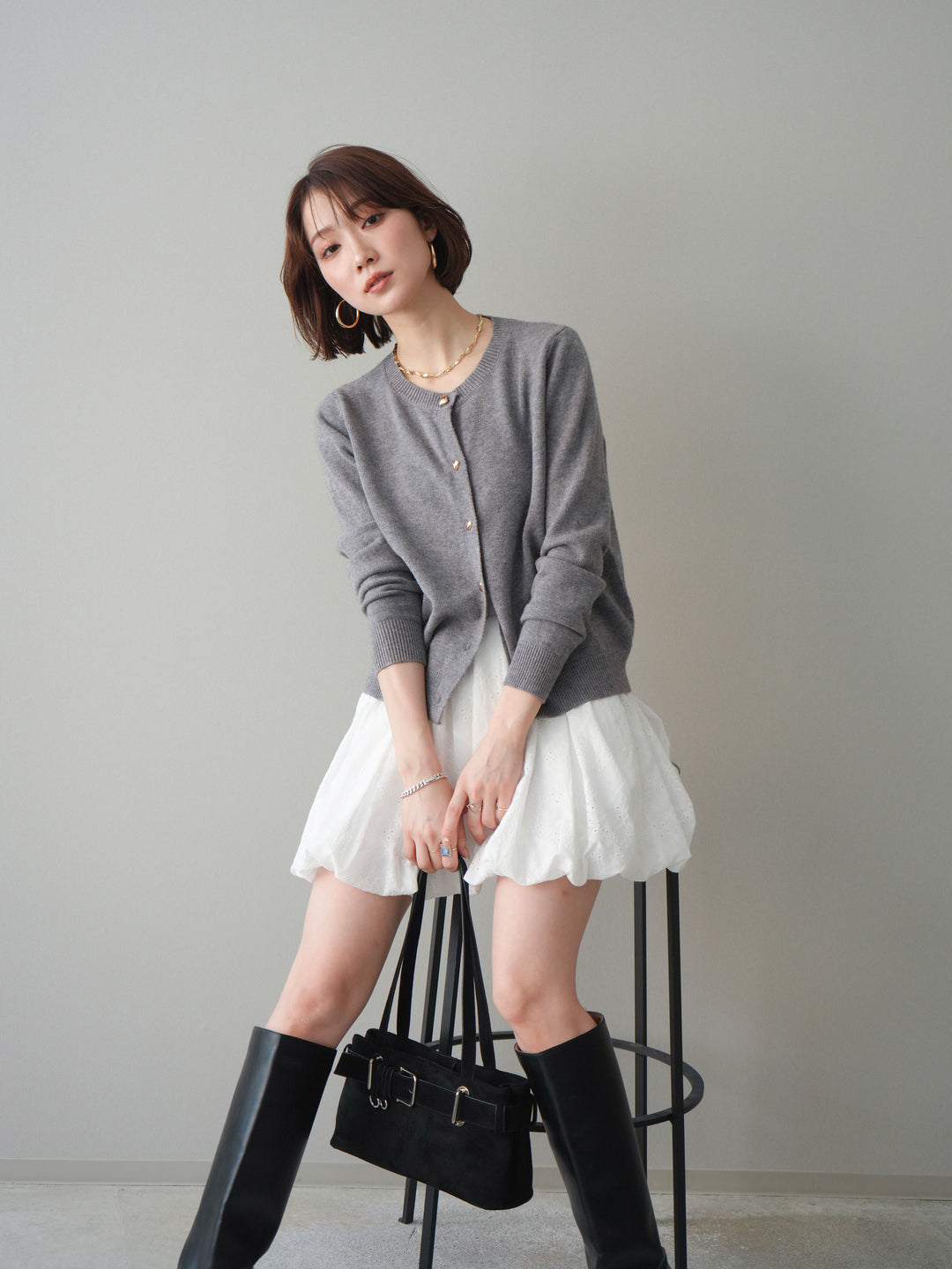 [SET]ハートボタンニットカーディガン+ハートボタンニットカーディガン(2set)